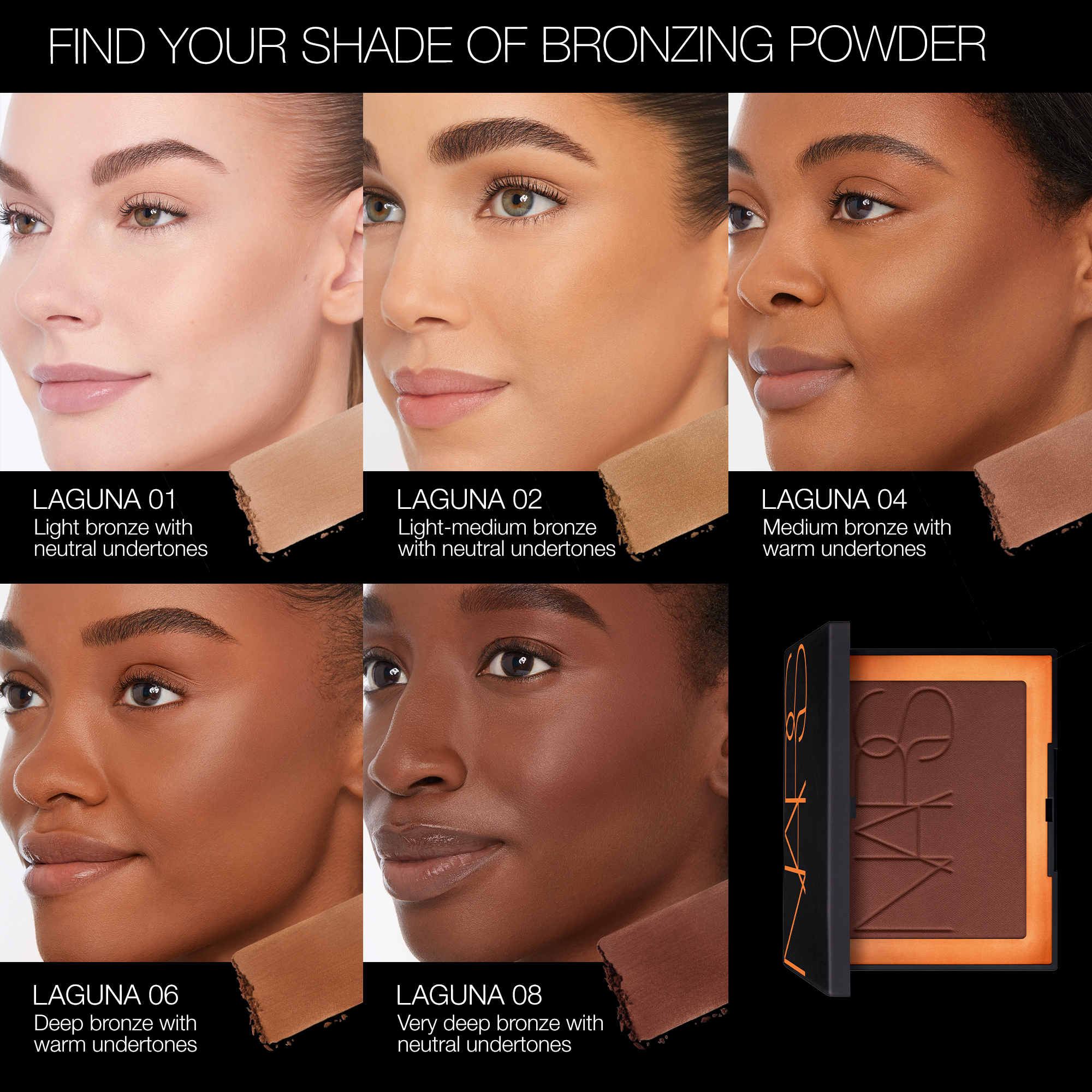 NARS_SP23_LagunaCollection_PDPCrop_OnModel_MiniLagunaBronzer_ShadeGrid, Nars Exclusions Black Friday